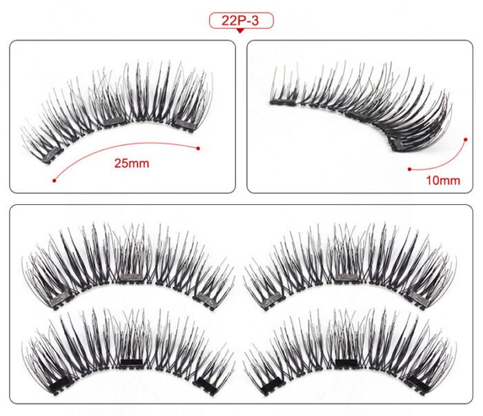 Three Magnetic Glue-Free Magnetic Eyelashes Small Round Box Magnet False Eyelashes - Image 3