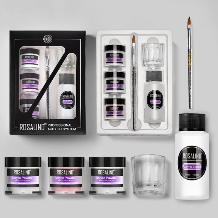 Nail Powder Acrylic System Kit Professional Nail Art Tool Set Contain Glass Cup Acrylic Liquid Extention Carving Manicure - Image 1