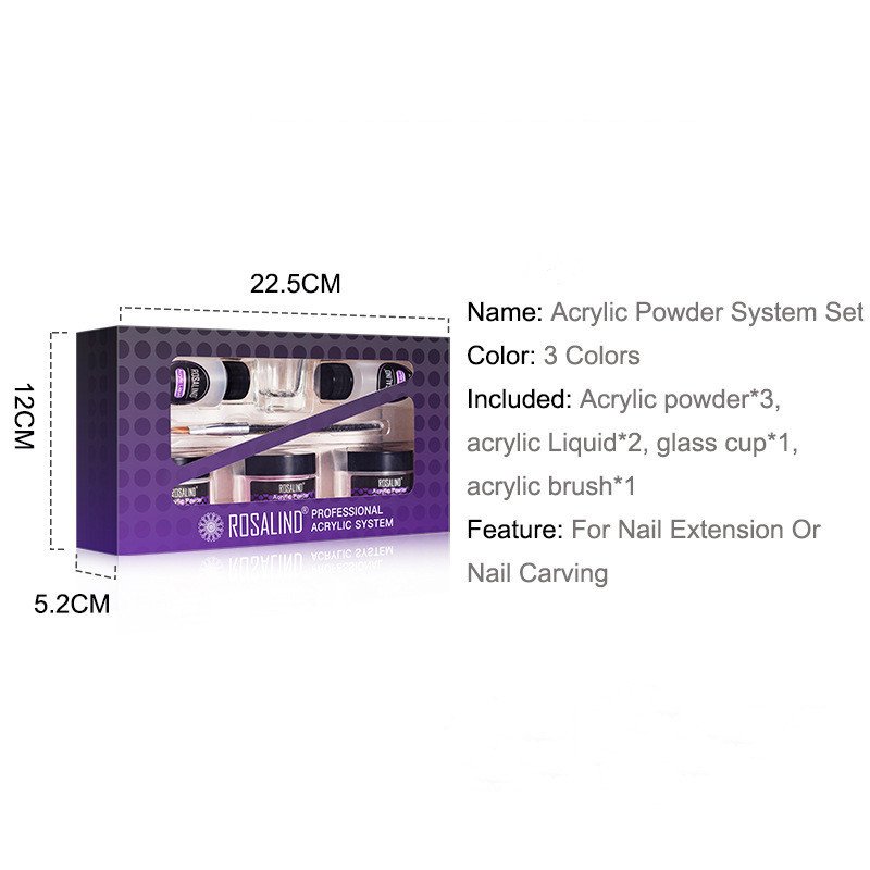 1620373620414.jpg Rosalind Wholesale Oem Private Label Nail Art Acrylic Powder System Starter Kit Crystal Nail Powder Set For Nail Extension - Image 2