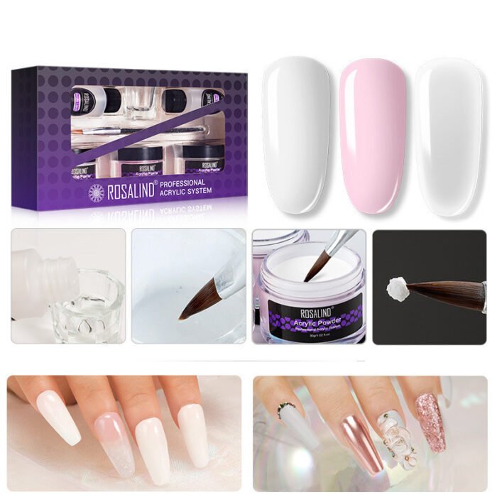 Rosalind Wholesale Oem Private Label Nail Art Acrylic Powder System Starter Kit Crystal Nail Powder Set For Nail Extension - Image 6