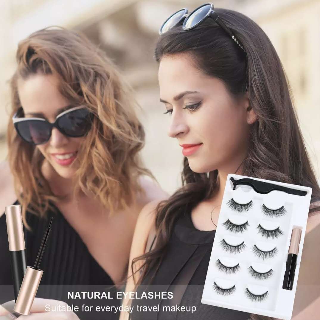 1622615874187.jpg Liquid Eyeliner Magnetic False Eyelashes Set  Five Pairs Of Glue-free Magnetic Eyelashes - Image 4