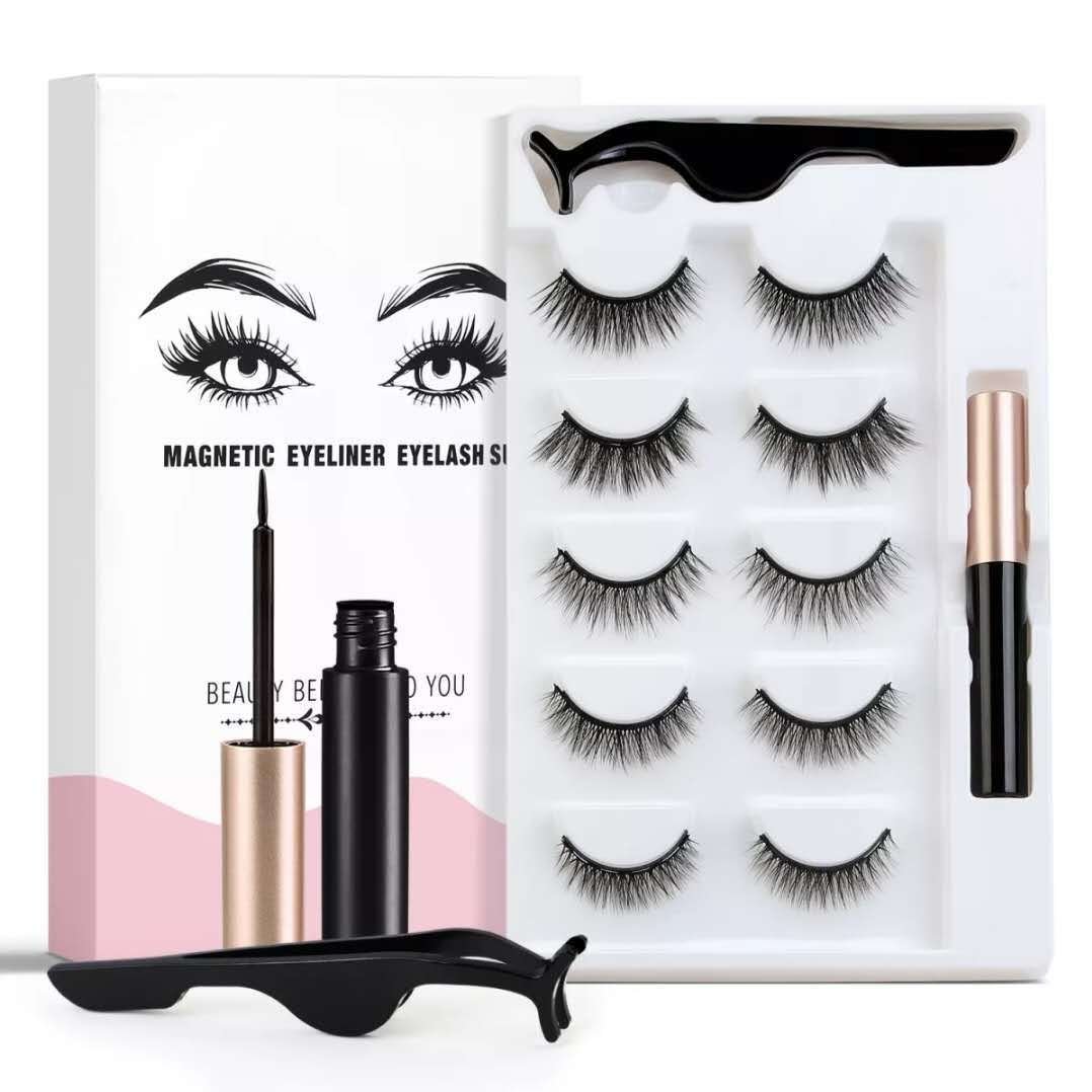 1622615874188.jpg Liquid Eyeliner Magnetic False Eyelashes Set  Five Pairs Of Glue-free Magnetic Eyelashes - Image 1