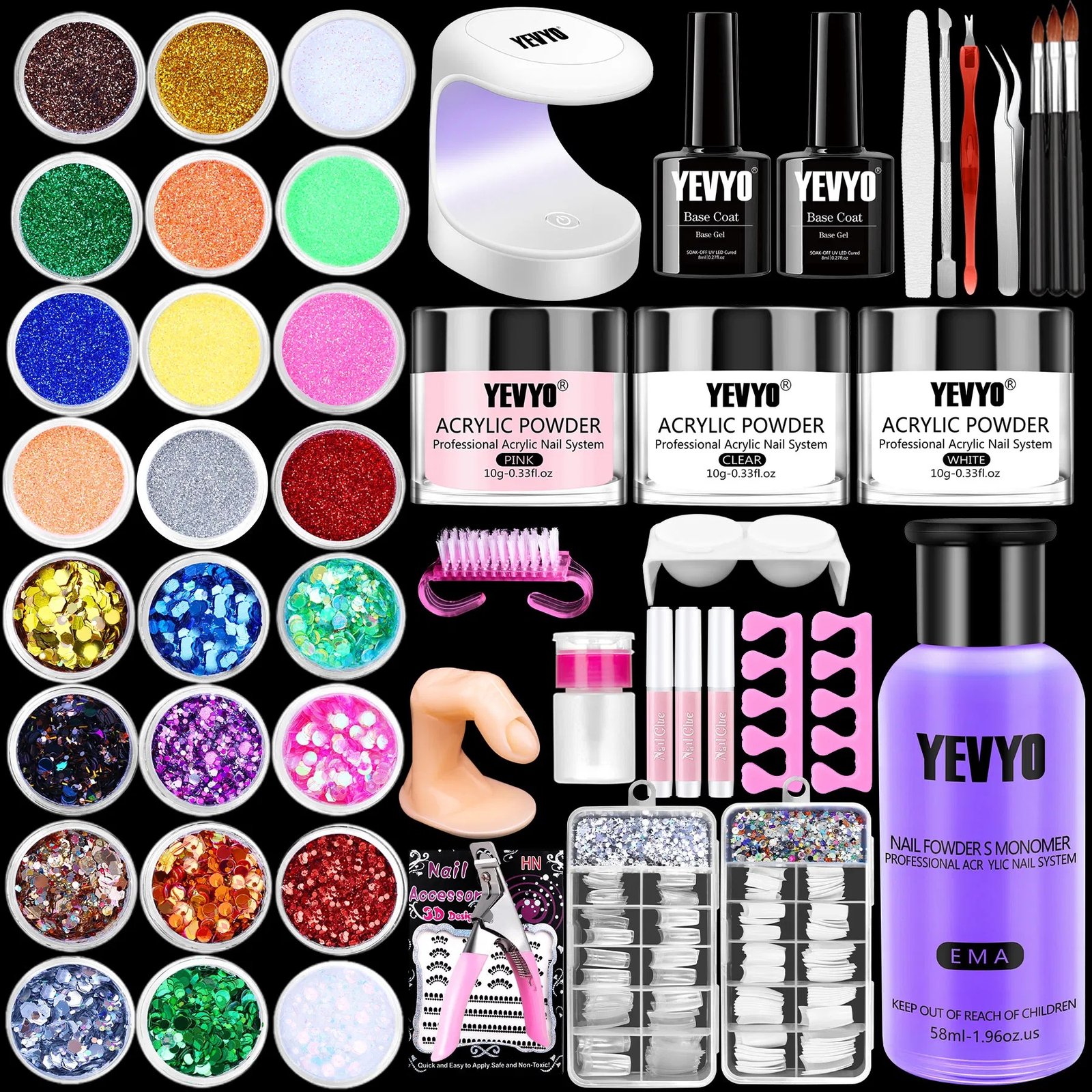 1b415364-430a-4653-9bbb-b1132ee6c676.jpg Acrylic Nail Kit With Everything For Beginners, Professional Nail Starter Kit , 24 Color Glitter Acrylic Powder And Liquid Monomer Set, Nail Glitter And DIY Nail Art Tools - Image 1