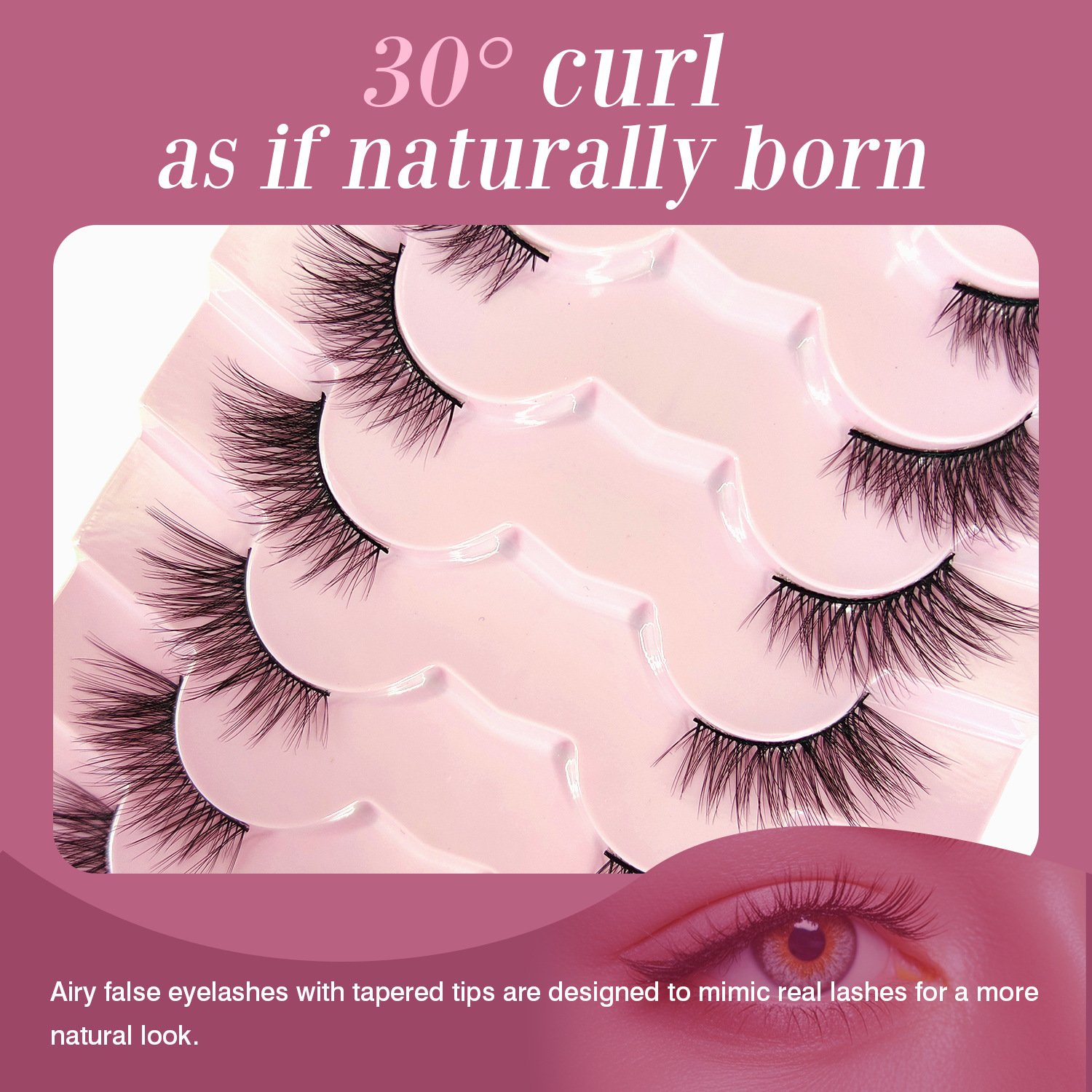 1be79c33-541a-4a54-9f04-97b369d2fdb5.jpg Natural Lashes Wispy Lashes Natural Look False Eyelashes Natural Flared Eyelashes False Eye Lashes Soft Fluffy Lashes 7 Pairs 6mm Gradual 13mm Cat's Eye Transparent Stem Eye Tail Elongated Half Eye Na - Image 4