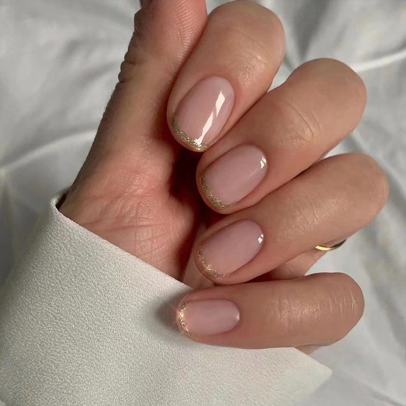 1ca7cdd5-691e-4f51-80f1-9d04399a07bc.jpg Mid-Length Press On False Nails Gradient Easy Wear Franch Reusable Natural - Image 9