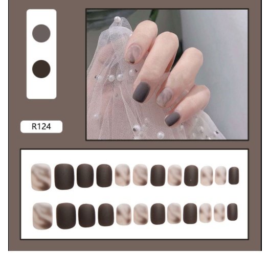295d9d2e-9e8b-4205-aae8-e892503d988f.jpg Fake Nails Press On Short Reusable With Designs - Image 1