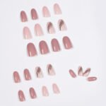 Mid-Length Press On False Nails Gradient Easy Wear Franch Reusable Natural - Image 5