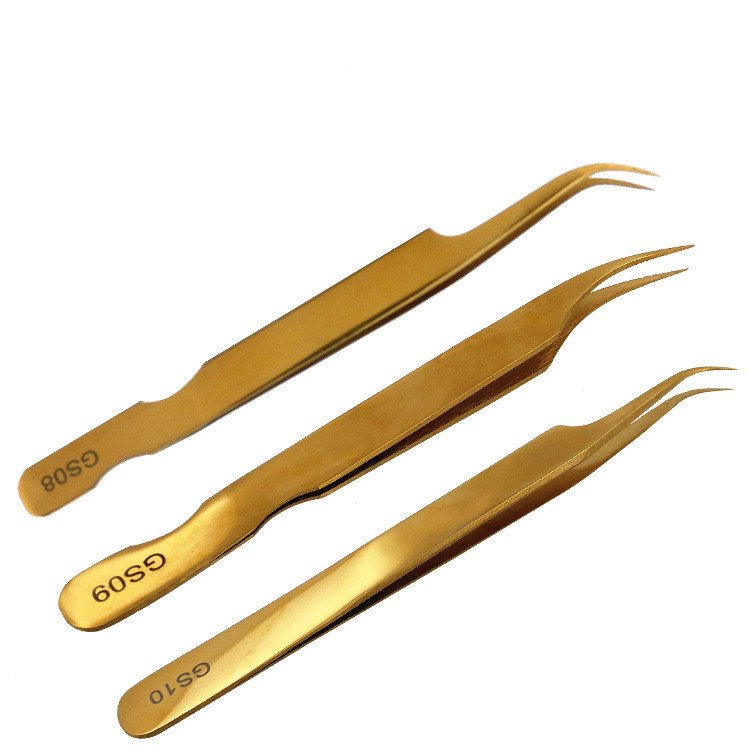 419098193597.jpg Gold Plated Eyelash Extension Tweezers Eyelash Tool - Image 1