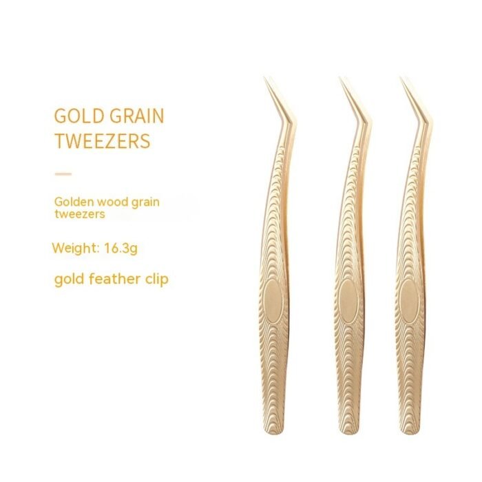 Stainless Steel Eyelash Flowering Tweezers Golden Grafting Eyelash Tweezers - Image 5