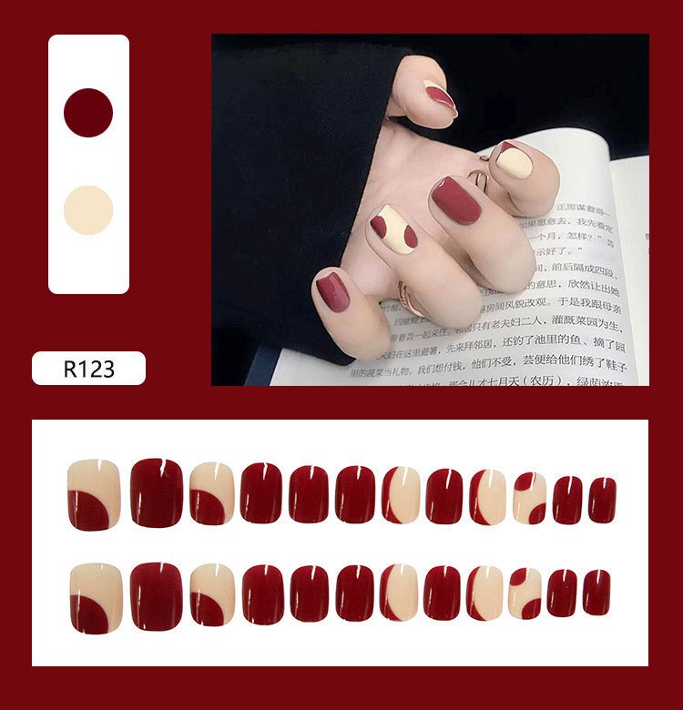 6310e73d-ff67-4433-bbc2-6d0461cd0e7f.jpg Fake Nails Press On Short Reusable With Designs - Image 2