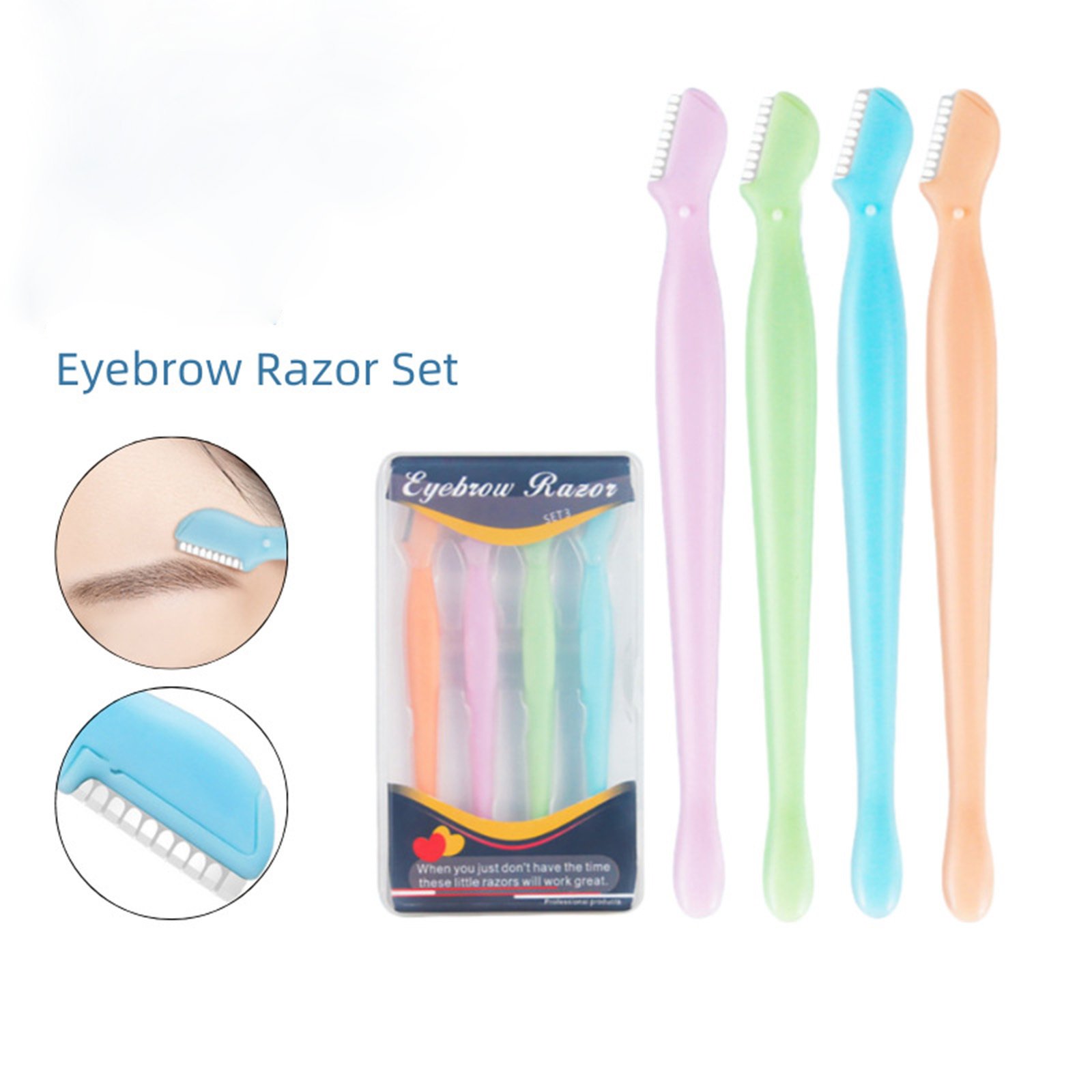7cbe161e-a77a-406e-aa71-0664d5083386.jpg 4 Pcs Straight Handle Round Head Eyebrow Trimmer Beauty Tools Beginner Anti-scratch Eyebrow Trimmer Eyebrow Razor Portable Face Razor Eye Brow Epilation Hair Removal Cutters Safety Razor Woman Makeup - Image 1