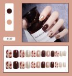 Fake Nails Press On Short Reusable With Designs - Image 6
