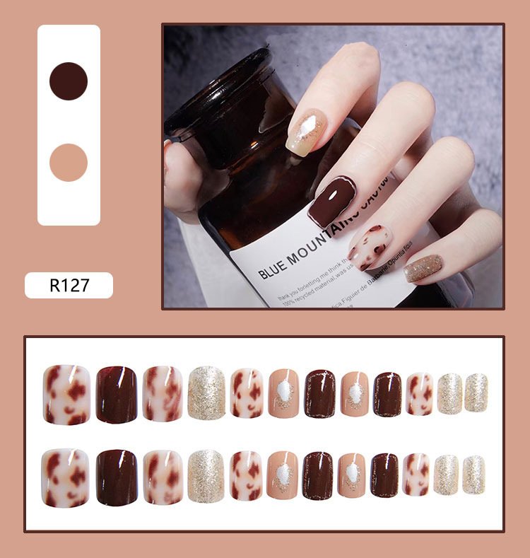 81f6d533-d5b5-4ab3-91ef-f4c6c573a0de.jpg Fake Nails Press On Short Reusable With Designs - Image 6