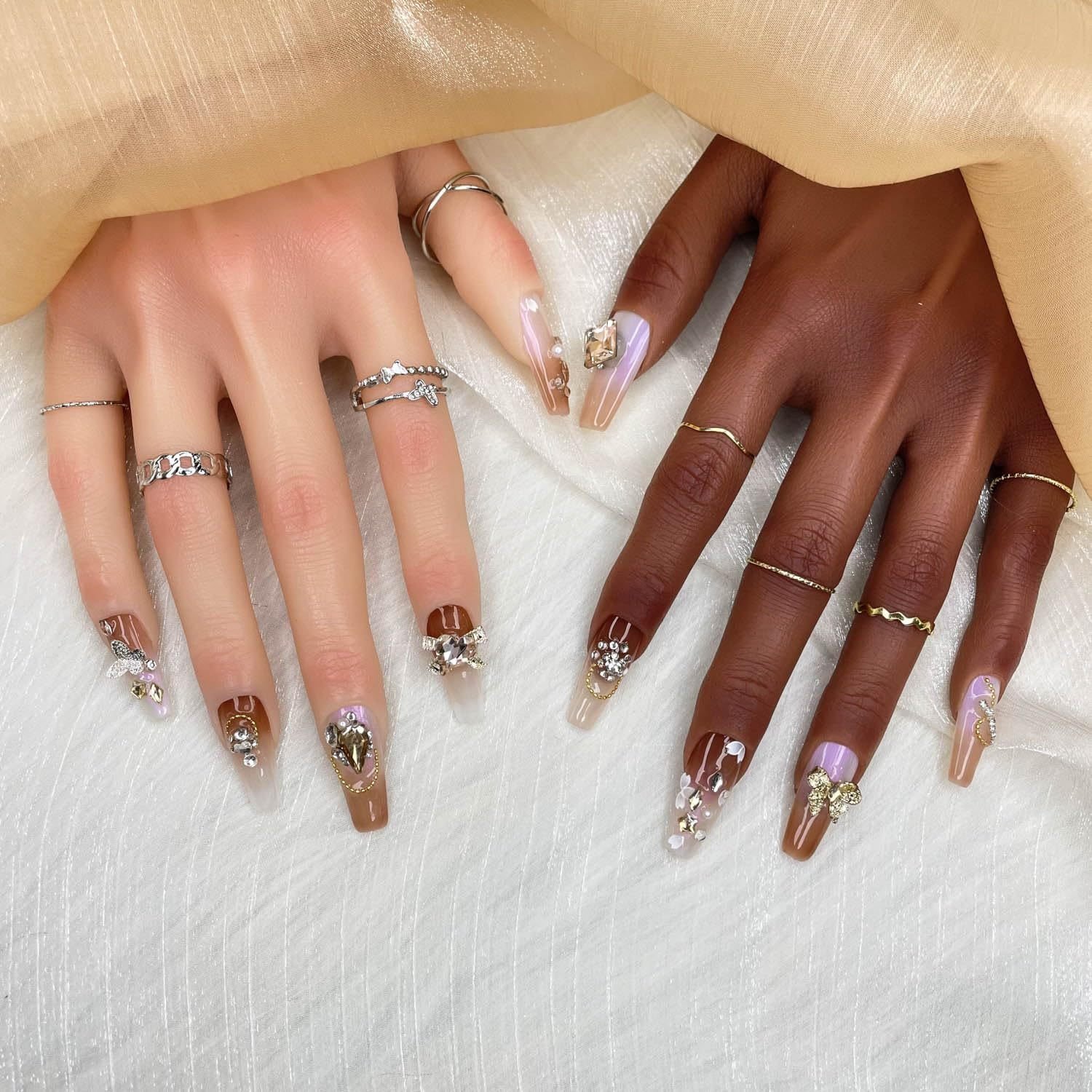 826c15d5-8164-46be-8d86-14a948a0e326.jpg GGDDSHA Handmade Press On Nails, Luxury & Custom FakeNails 3D Handmade Reusable UV Finished False Nails, HandPainted Nail,Ivory Filigree - Image 1
