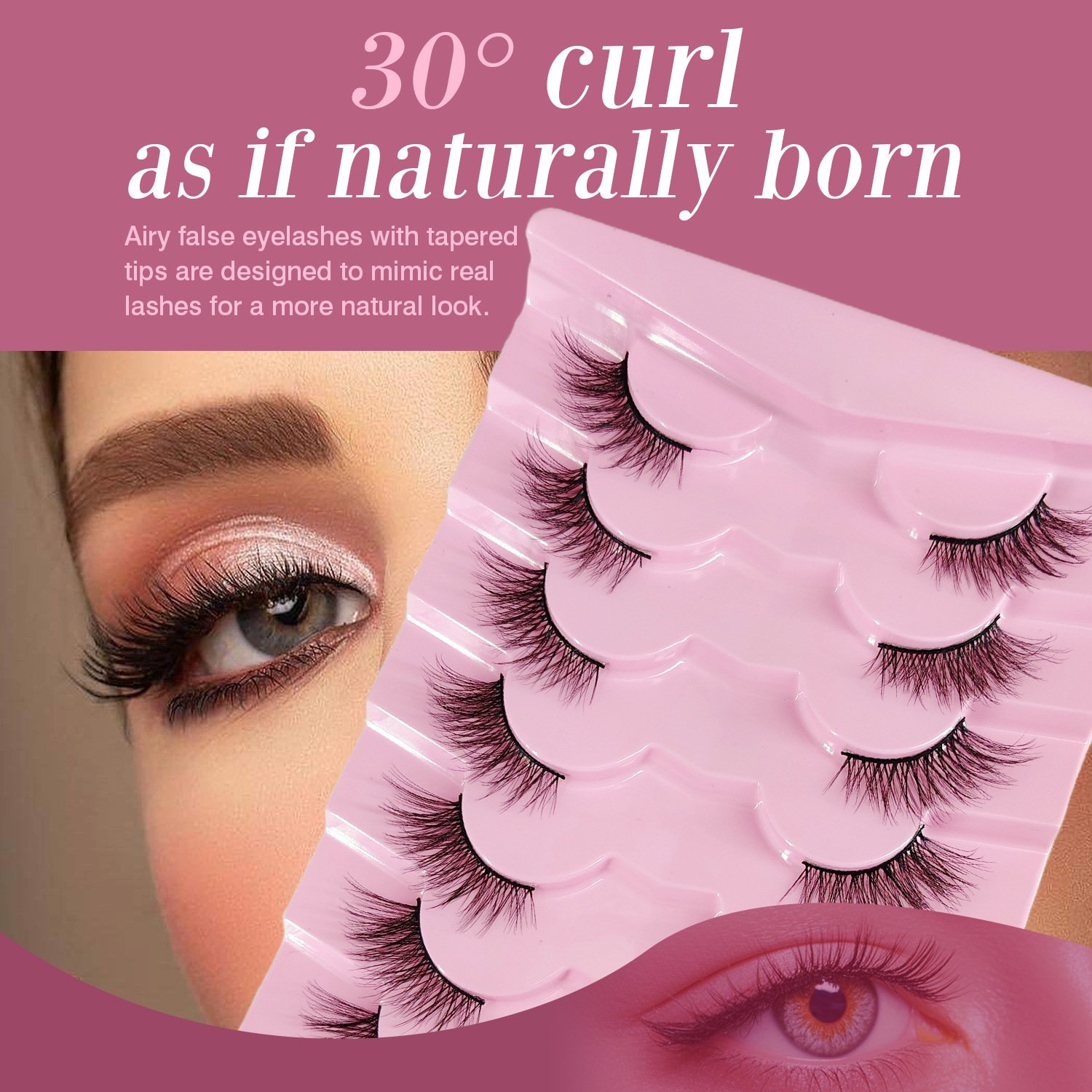 91dcf440-7644-4003-a427-99f0ab307744.jpg Natural Lashes Wispy Lashes Natural Look False Eyelashes Natural Flared Eyelashes False Eye Lashes Soft Fluffy Lashes 7 Pairs 6mm Gradual 13mm Cat's Eye Transparent Stem Eye Tail Elongated Half Eye Na - Image 2