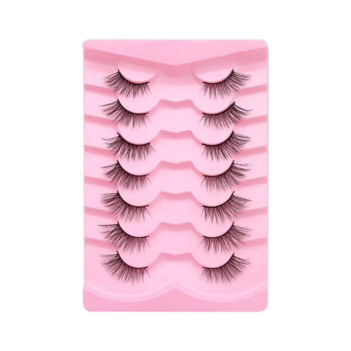 Natural Lashes Wispy Lashes Natural Look False Eyelashes Natural Flared Eyelashes False Eye Lashes Soft Fluffy Lashes 7 Pairs 6mm Gradual 13mm Cat's Eye Transparent Stem Eye Tail Elongated Half Eye Na - Image 5