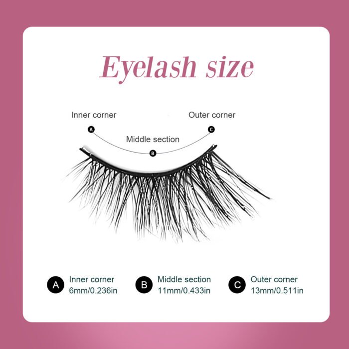 Natural Lashes Wispy Lashes Natural Look False Eyelashes Natural Flared Eyelashes False Eye Lashes Soft Fluffy Lashes 7 Pairs 6mm Gradual 13mm Cat's Eye Transparent Stem Eye Tail Elongated Half Eye Na - Image 3