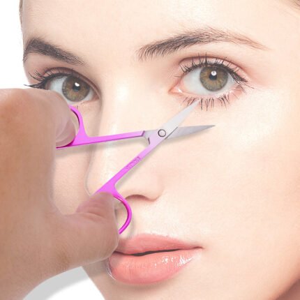 Stainless Steel Color Titanium Eyebrow Trimmer Makeup Beauty Small Scissors