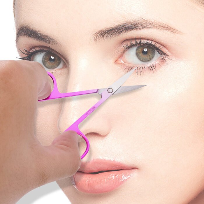 Stainless Steel Color Titanium Eyebrow Trimmer Makeup Beauty Small Scissors - Image 1