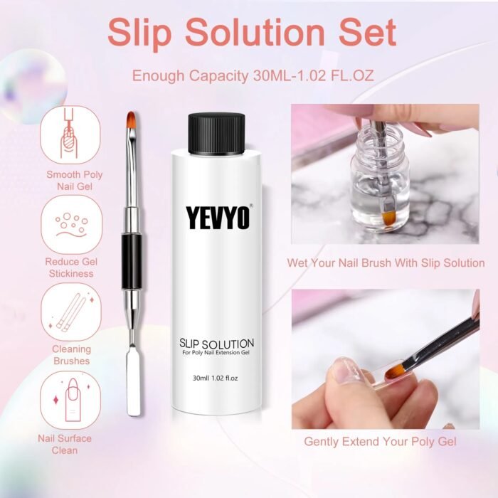 6 PCS Poly Gel Nail Kit With UV Lamp, Nail Brush And Nail Forms Top Base Coat Builder Nails Art Tools - Image 5