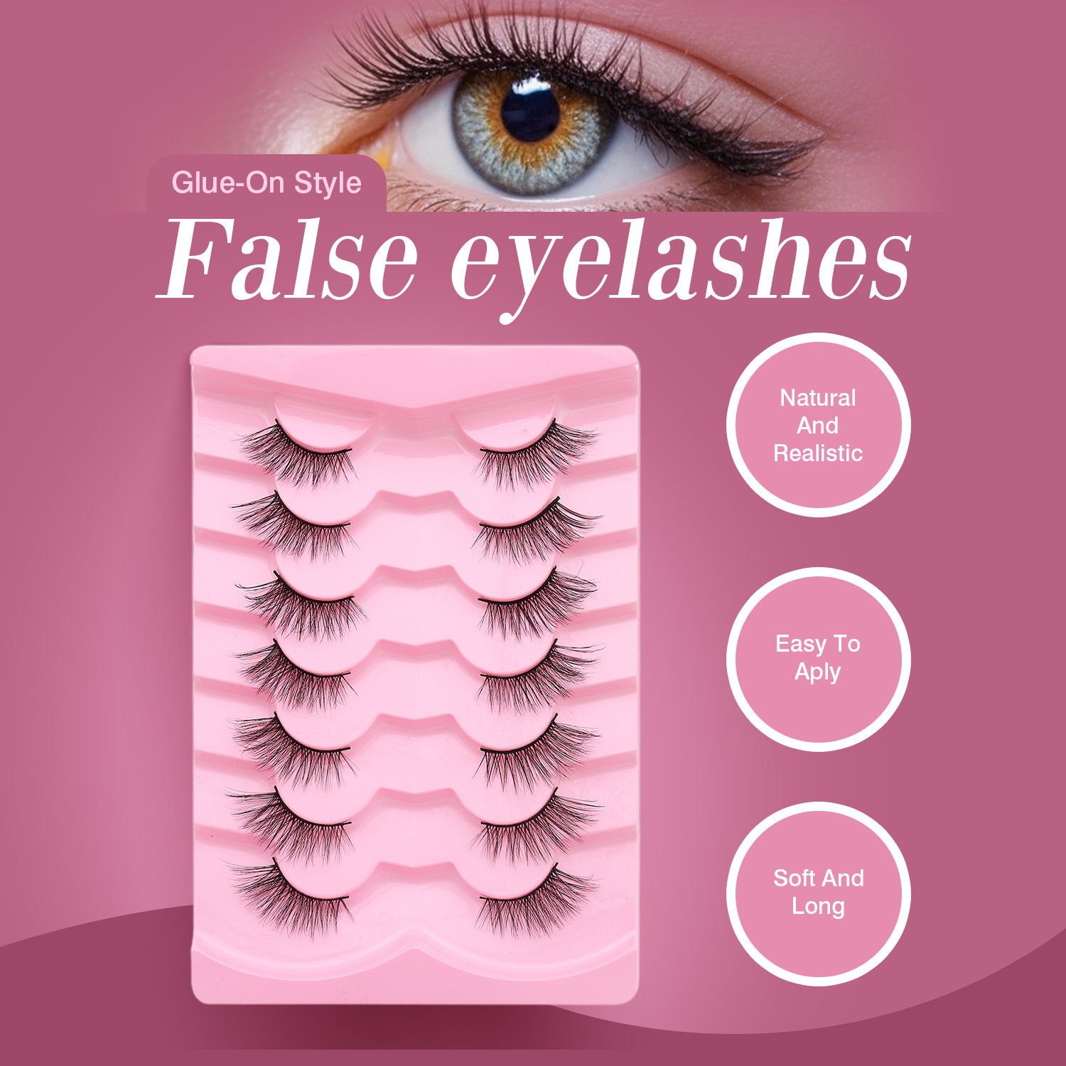d8640cd8-3275-4700-b784-884181a2c3d5.jpg Natural Lashes Wispy Lashes Natural Look False Eyelashes Natural Flared Eyelashes False Eye Lashes Soft Fluffy Lashes 7 Pairs 6mm Gradual 13mm Cat's Eye Transparent Stem Eye Tail Elongated Half Eye Na - Image 1