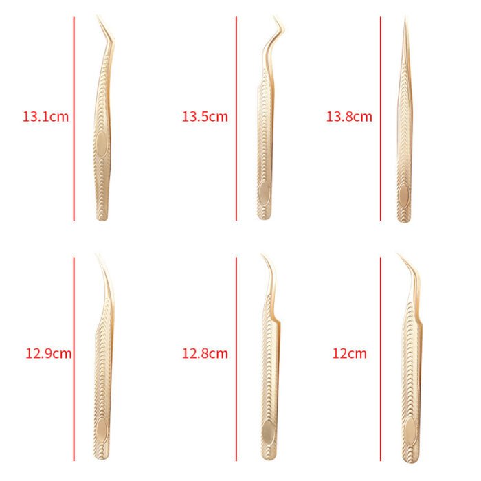Stainless Steel Eyelash Flowering Tweezers Golden Grafting Eyelash Tweezers - Image 2